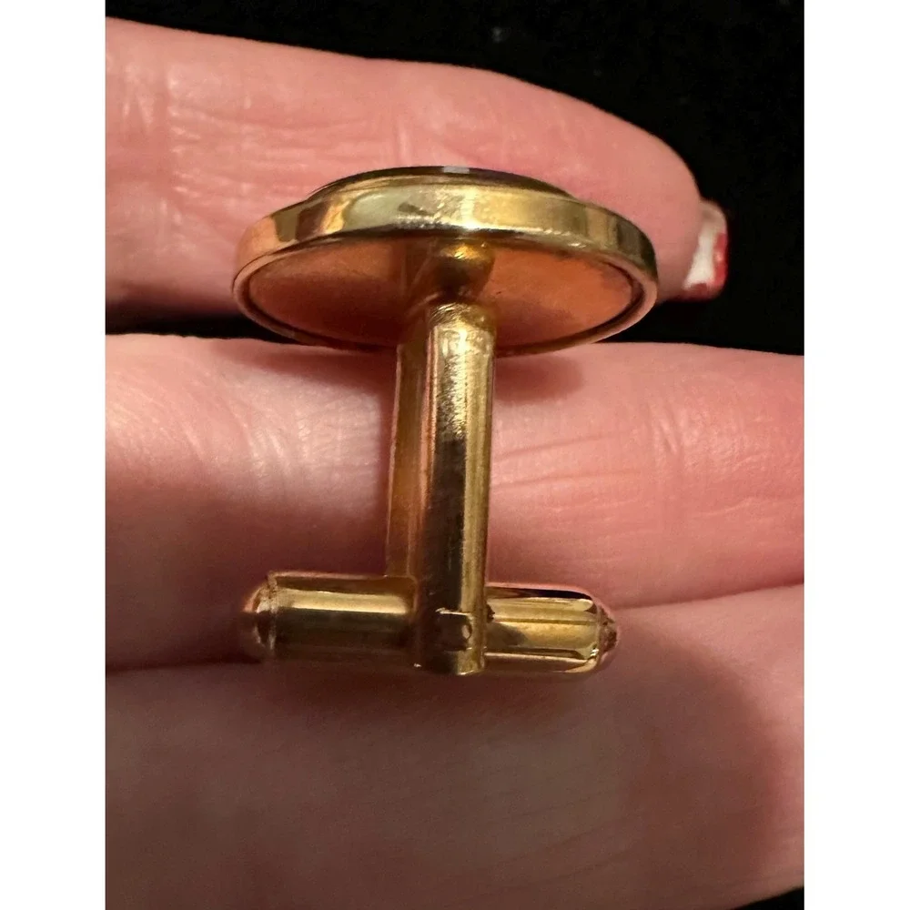 Vintage Cufflinks Gold Filled & Banded Agate‎